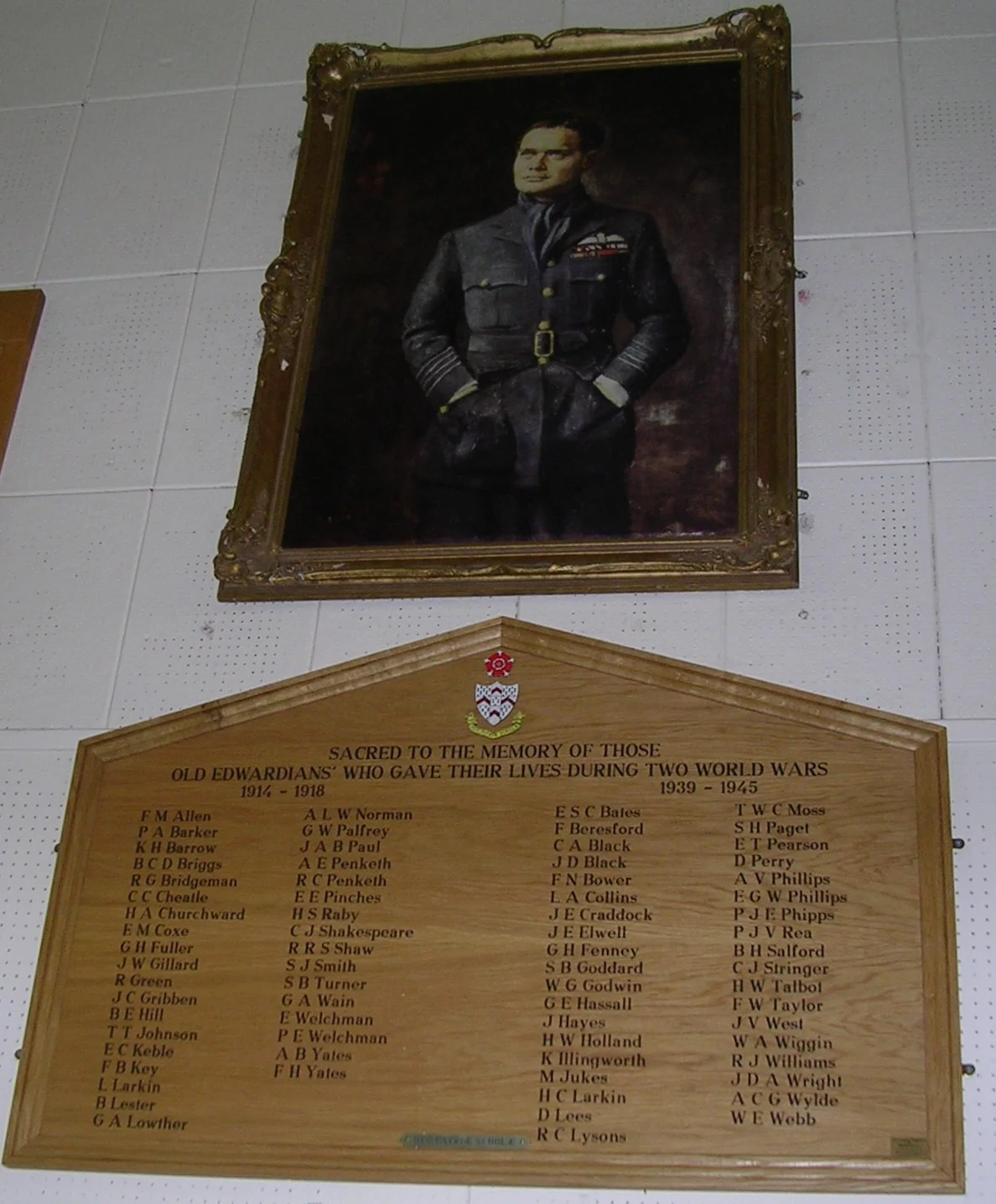 Portrait of Douglas Bader in Bader Hall at King Edward School, Lichfield