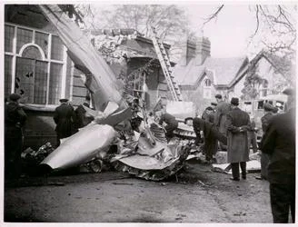 Photograph of John's Meteor F8 fighter WH342 in the wall of The Retreat
