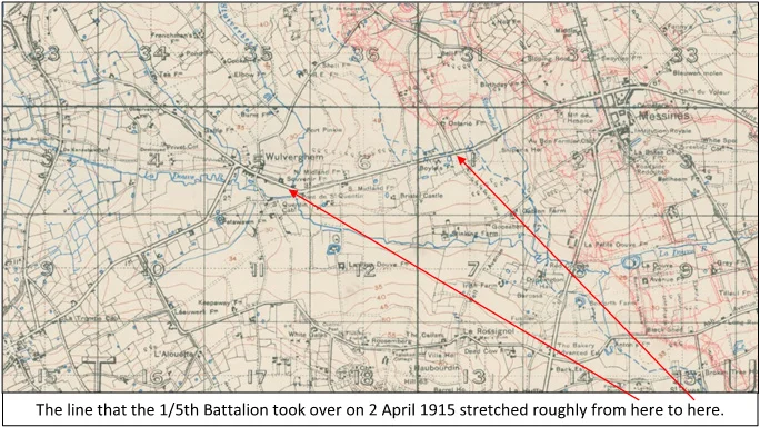 Extract from the 1:20,000, 1916 trench map 28 SW, edition 3D, showing the area between Messines and Wulverghem