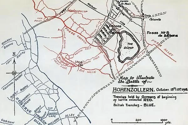 Map showing the trenches close to Hohenzollern Redoubt