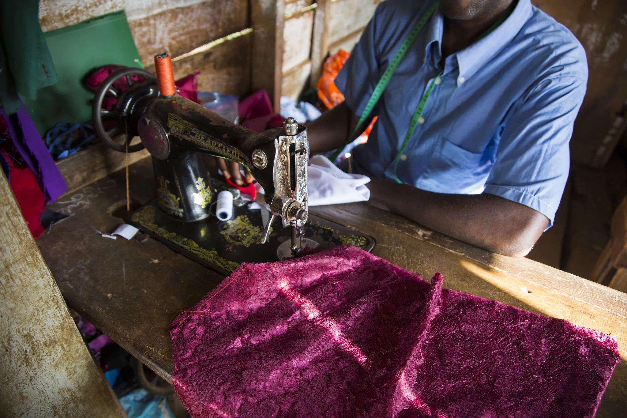 The uniforms are handmade by members of the local community