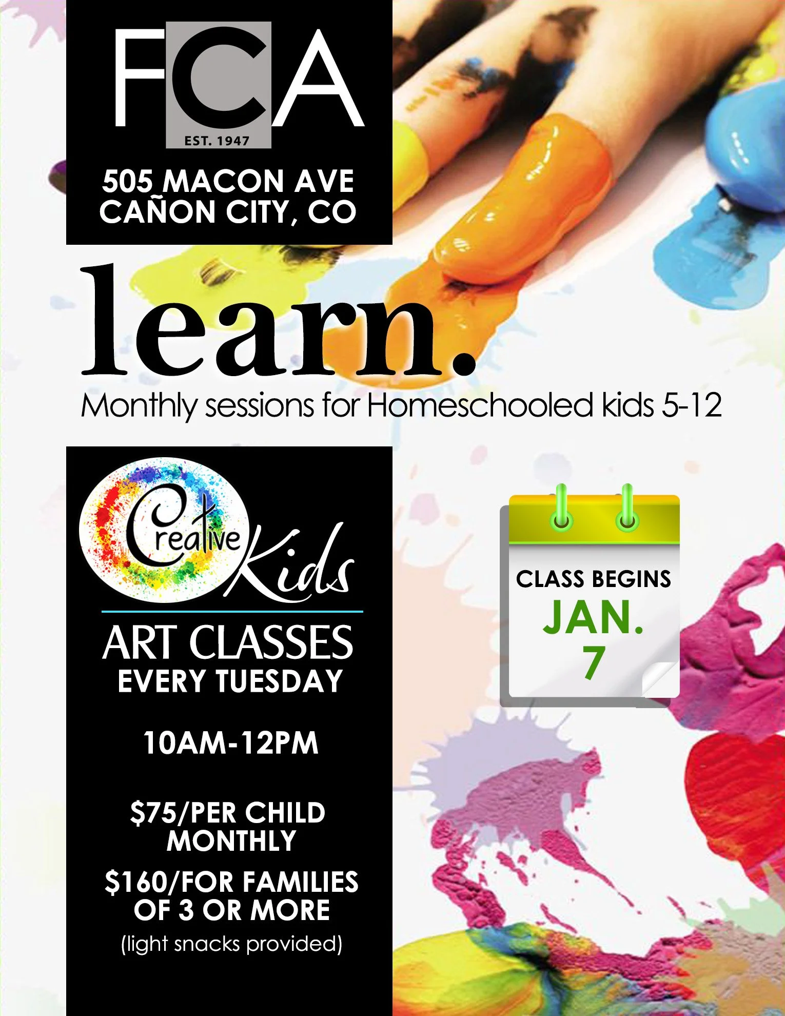 Creative Kids Class- Monthly Session Start