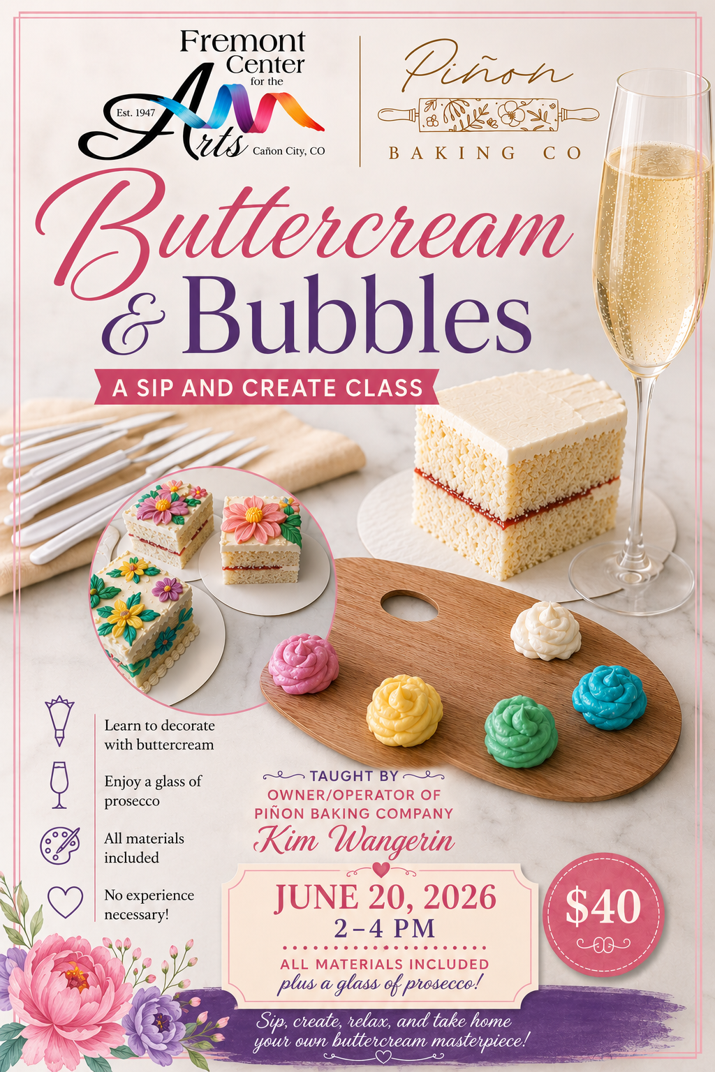 Buttercream &amp; Bubbles: A Sip and Create Class