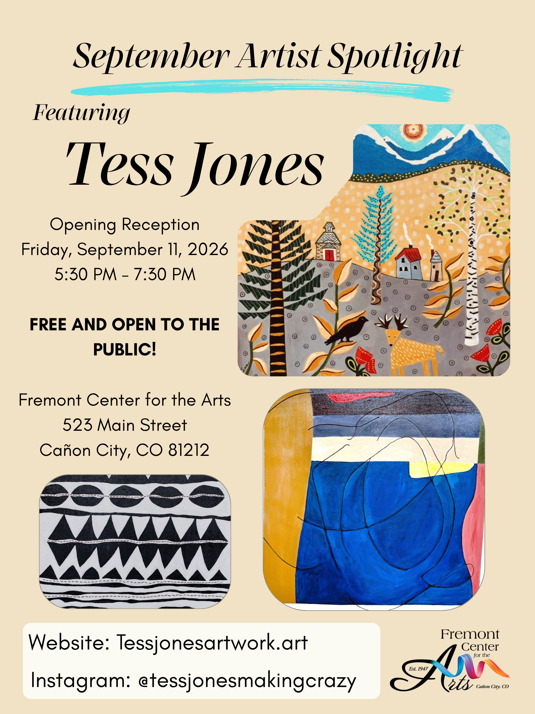 September Spotlight Artist: Tess Jones  Opening Reception