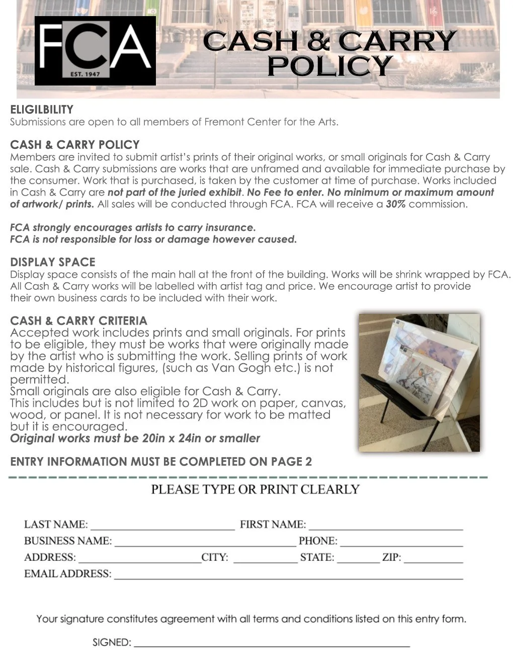 Cash &amp; Carry — Fremont Center for the Arts