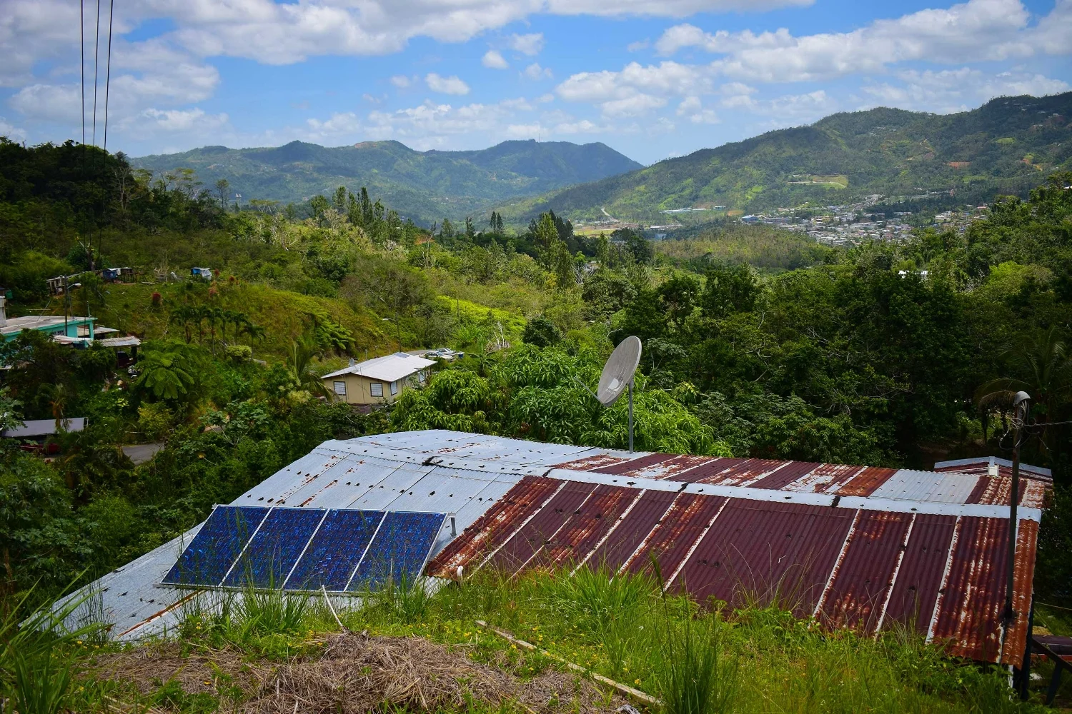 A solar array in the community of El Hoyo, Adjuntas, Puerto Rico.