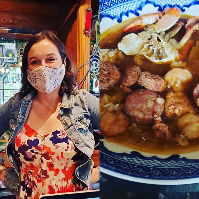 Its Freaky Friday Y'all @erin_sheppard is slinging drinks. The Kitchen is open with all of your favorite Po-Boys
AND Today's special is Jeff's Fil&eacute; Gumbo with Shrimp, Crab and Andouille. 🦐🦀🥣🍹 You can also order online  on our FB page, or h
