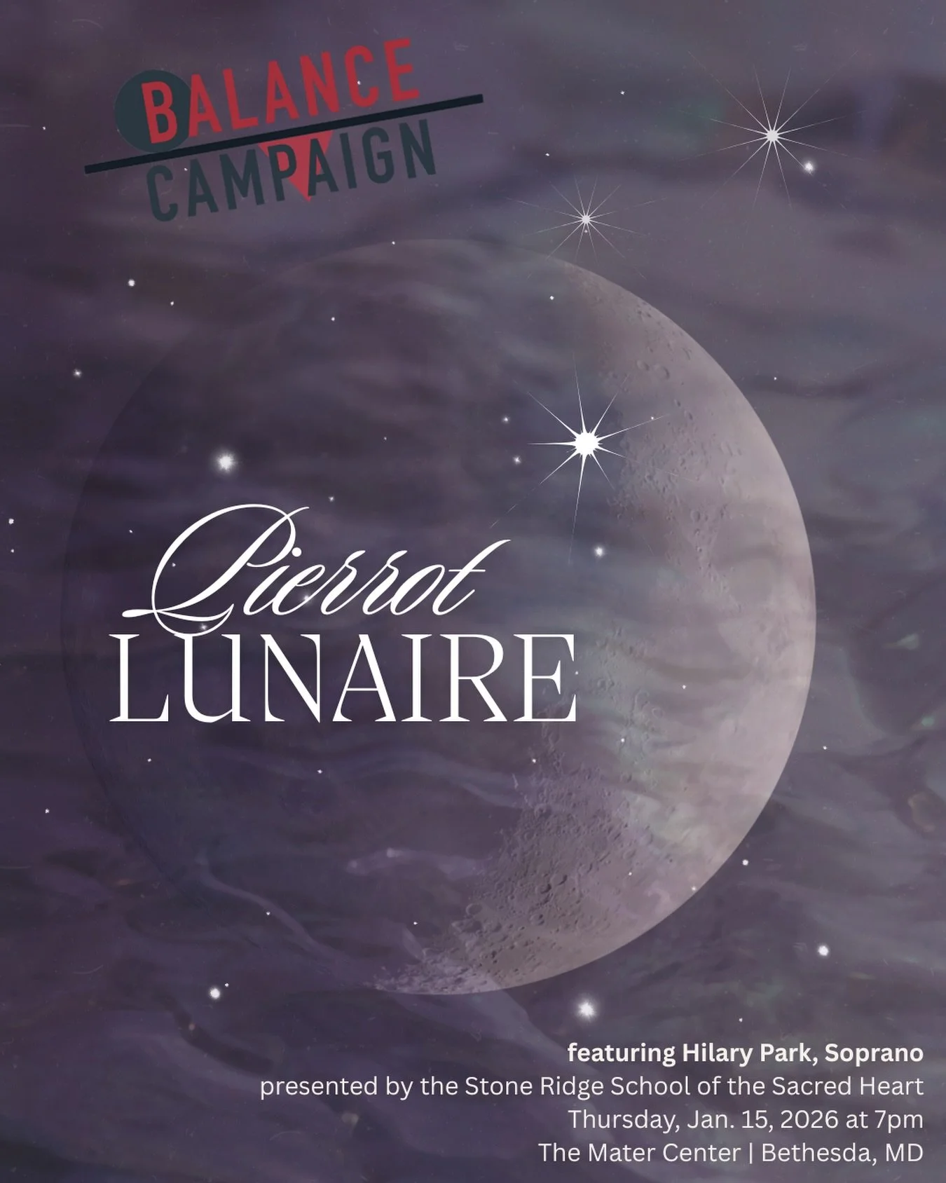Fam, we are looking forward to kicking off 2026 with an exciting concert in collaboration with @stoneridgesacredheart ! We will perform Arnold Schoenberg&rsquo;s incredible work, Pierrot lunaire, featuring @hryonpark Hilary Park, soprano! Our program