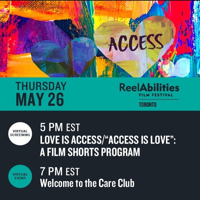 Join me, @criproject and the @reelabilitiesto film festival on May 26th for their opening night program of beautiful short films about access and love. 
Then, you&rsquo;re all invited RAFFTO&rsquo;s opening night event: Welcome to the Care Club! This