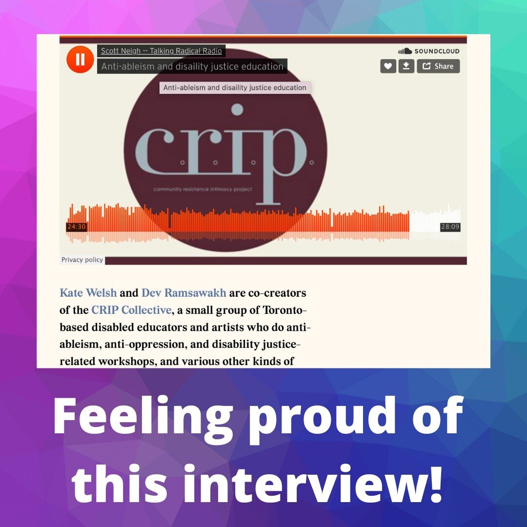 @merkyy_waters and I did an interview about @criproject on @talkingradical radio with Scott Neigh. If you are ever wondering how I think about my work holistically in the context of change making, take a listen. #antiableism #disabilityjustice #socia
