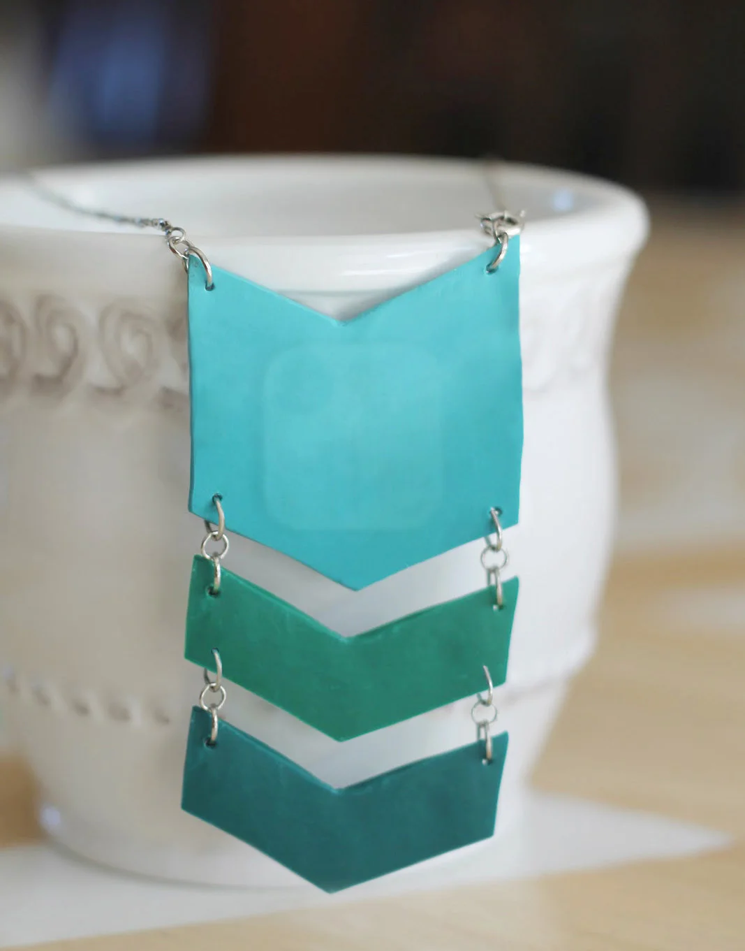 GPS chipped polymer chevron ombre surveillance necklace