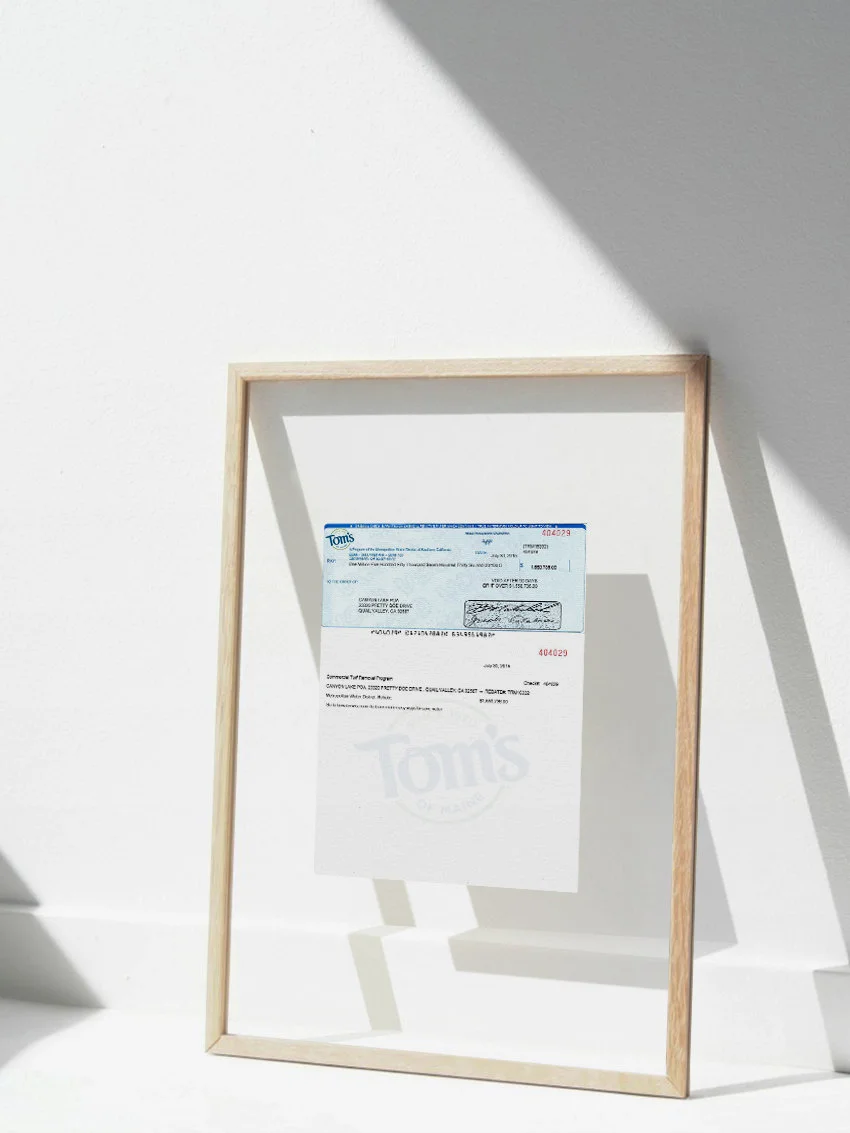 $28 dollar Tom's of Maine Rebate Check made out to buyer