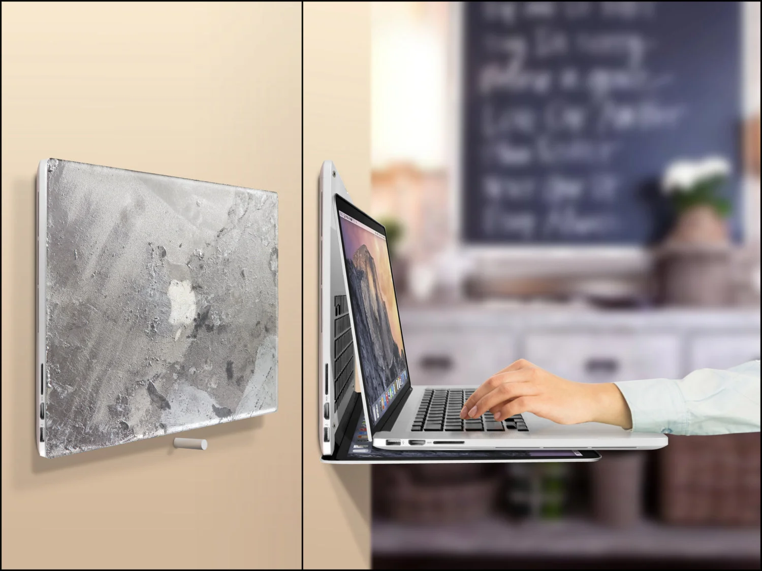 decelerated obsolescence: mounted laptop as Murphy table workstation