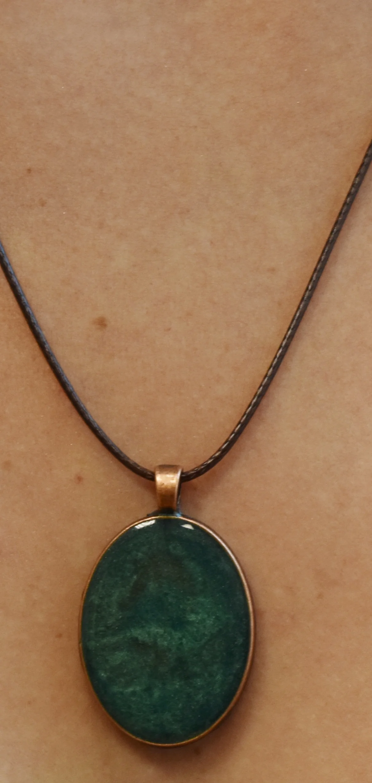 resin art healing pendant necklace jewelry green Strong Art Creations