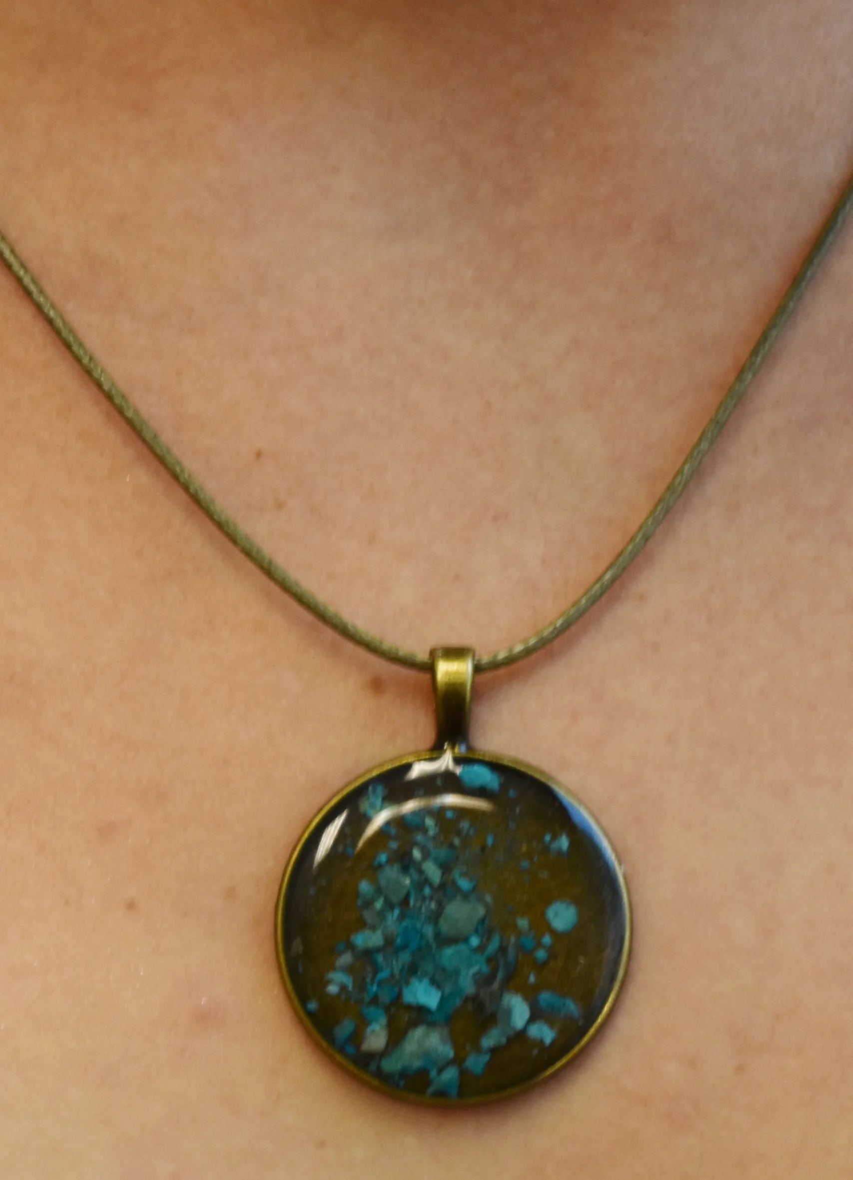 turquoise pendant necklace healing art jewelry Strong Art Creations
