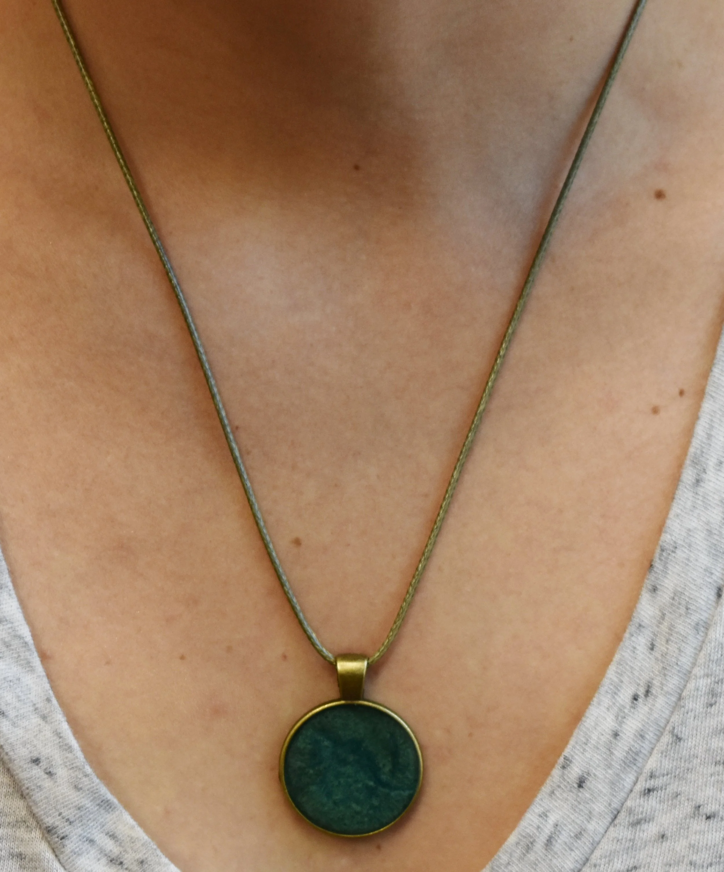 resin green healing necklace Strong Art Creations