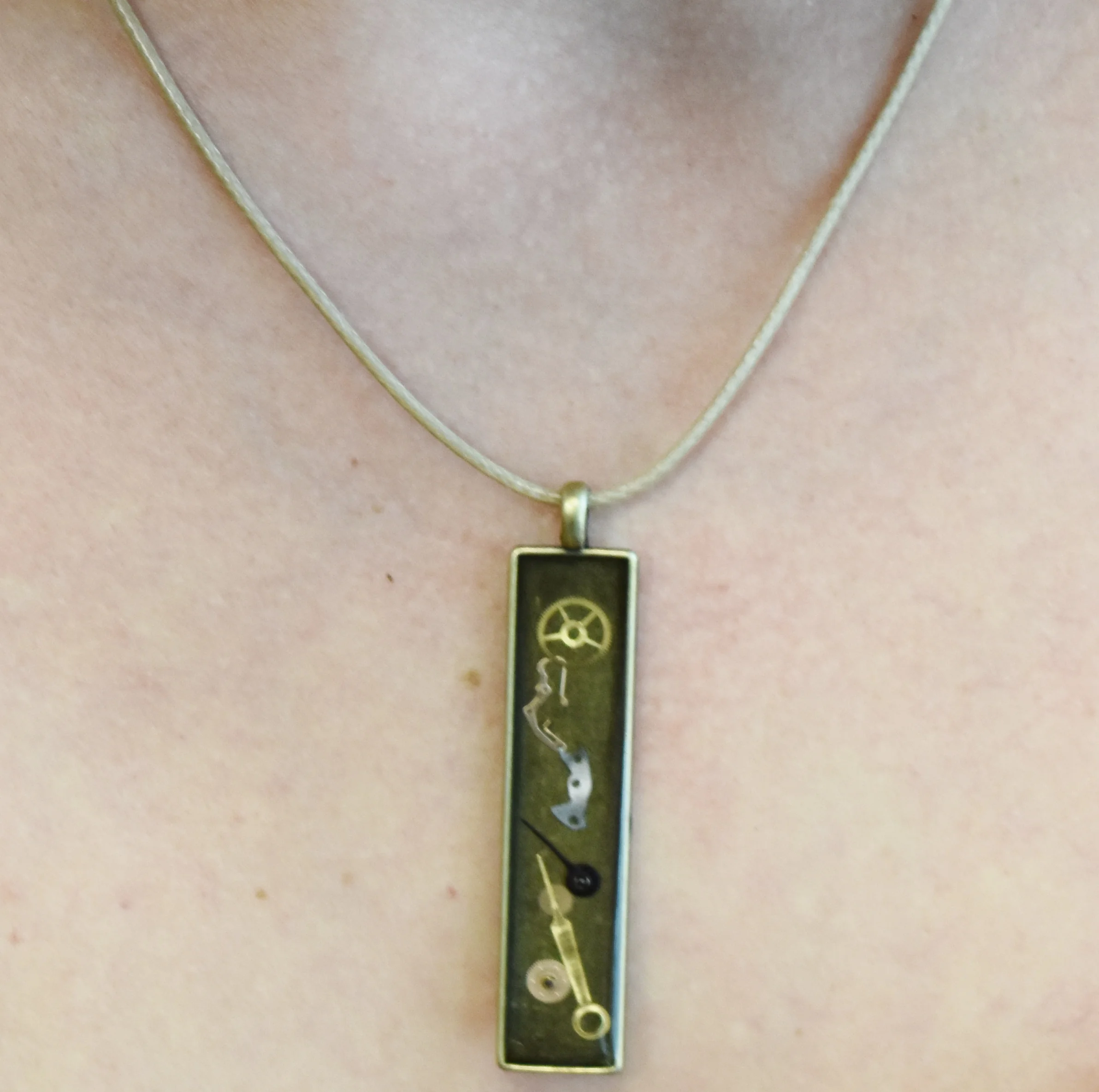 Time gears watch steampunk resin necklace Strong Art Creations