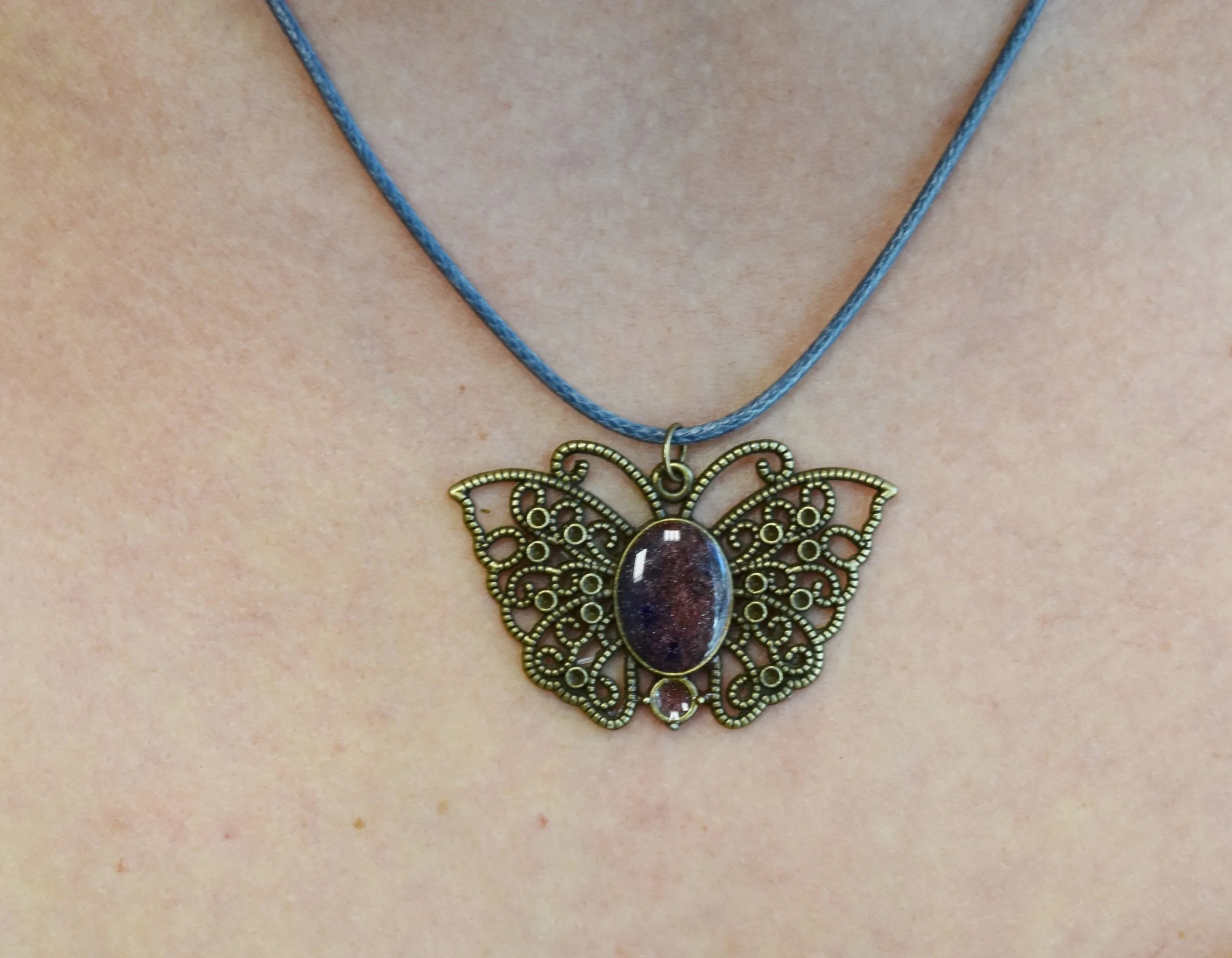 Butterfly Necklace Pendant resin Strong Art Creations
