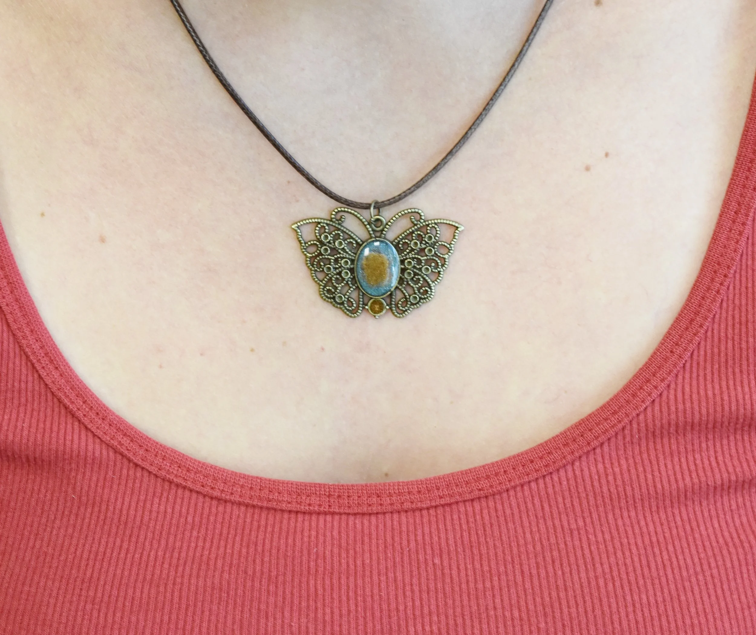 butterfly necklace pendant. resin Strong Art Creations
