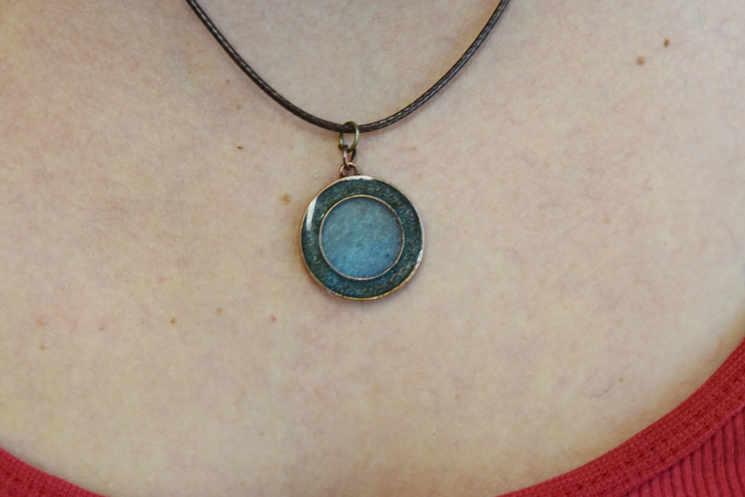 resin art blue pendant necklace  Strong Art Creations