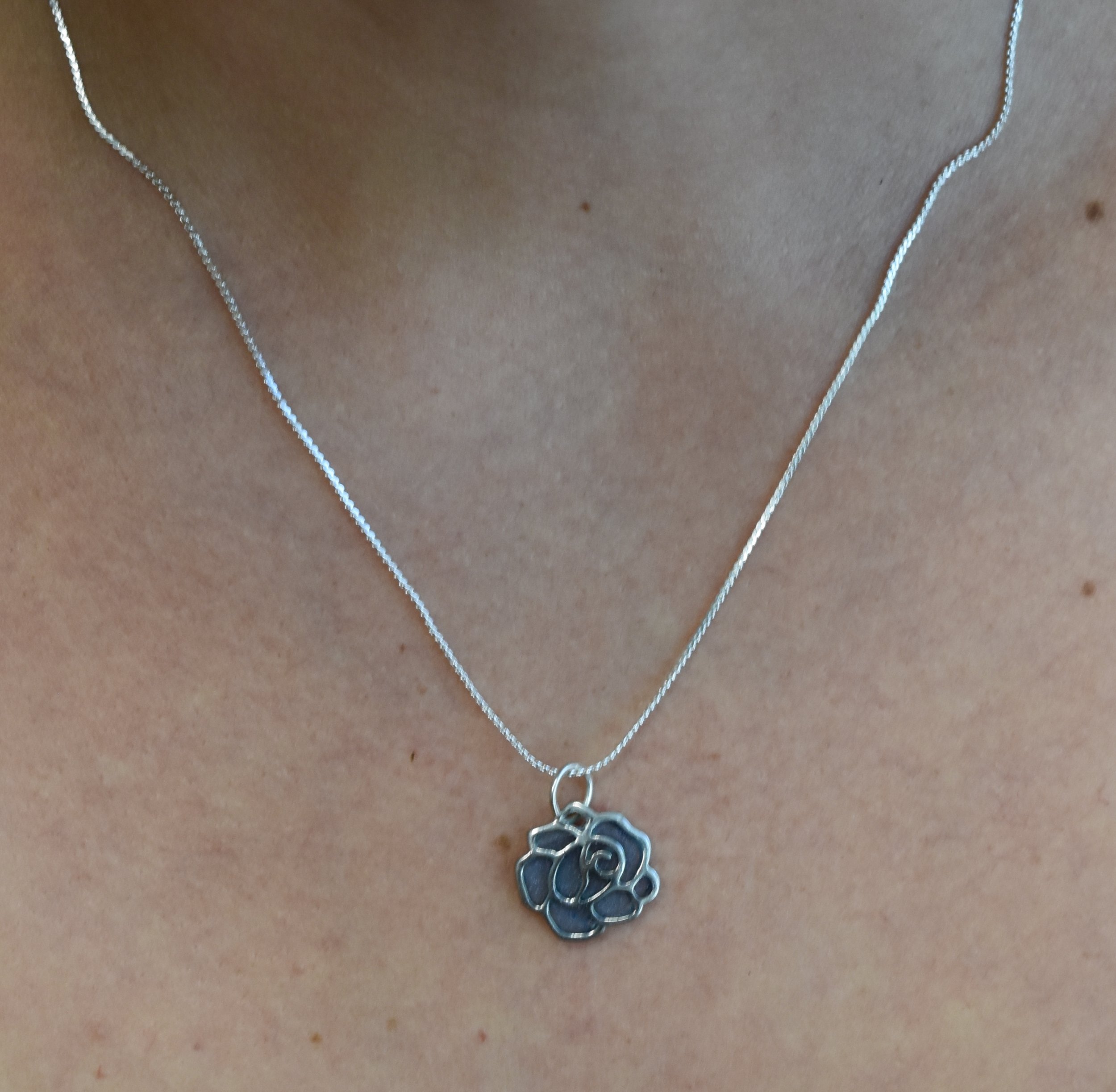 rose necklace pendant art resin Strong Art Creations