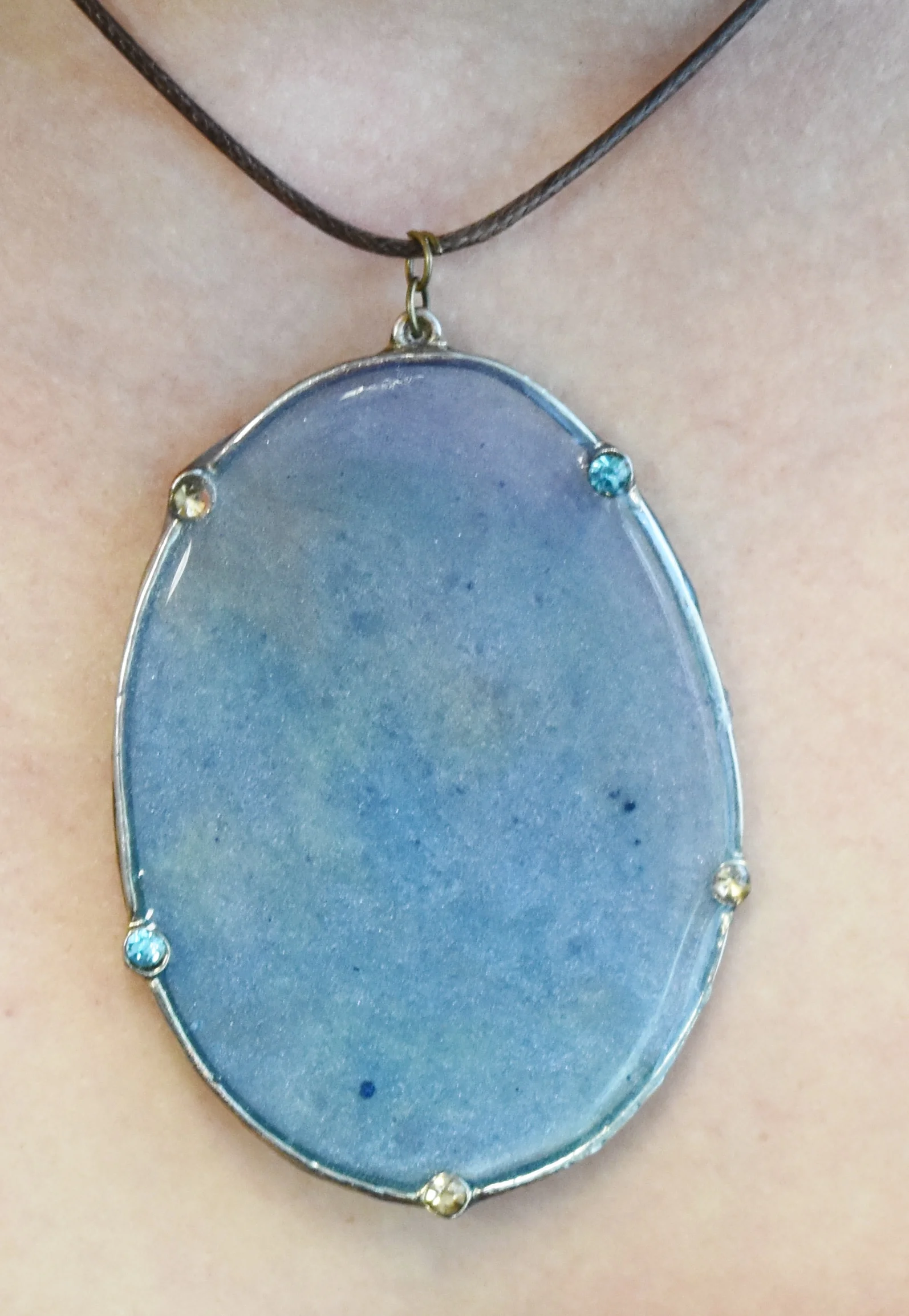 Necklace pendant resin art blue Strong Art Creations
