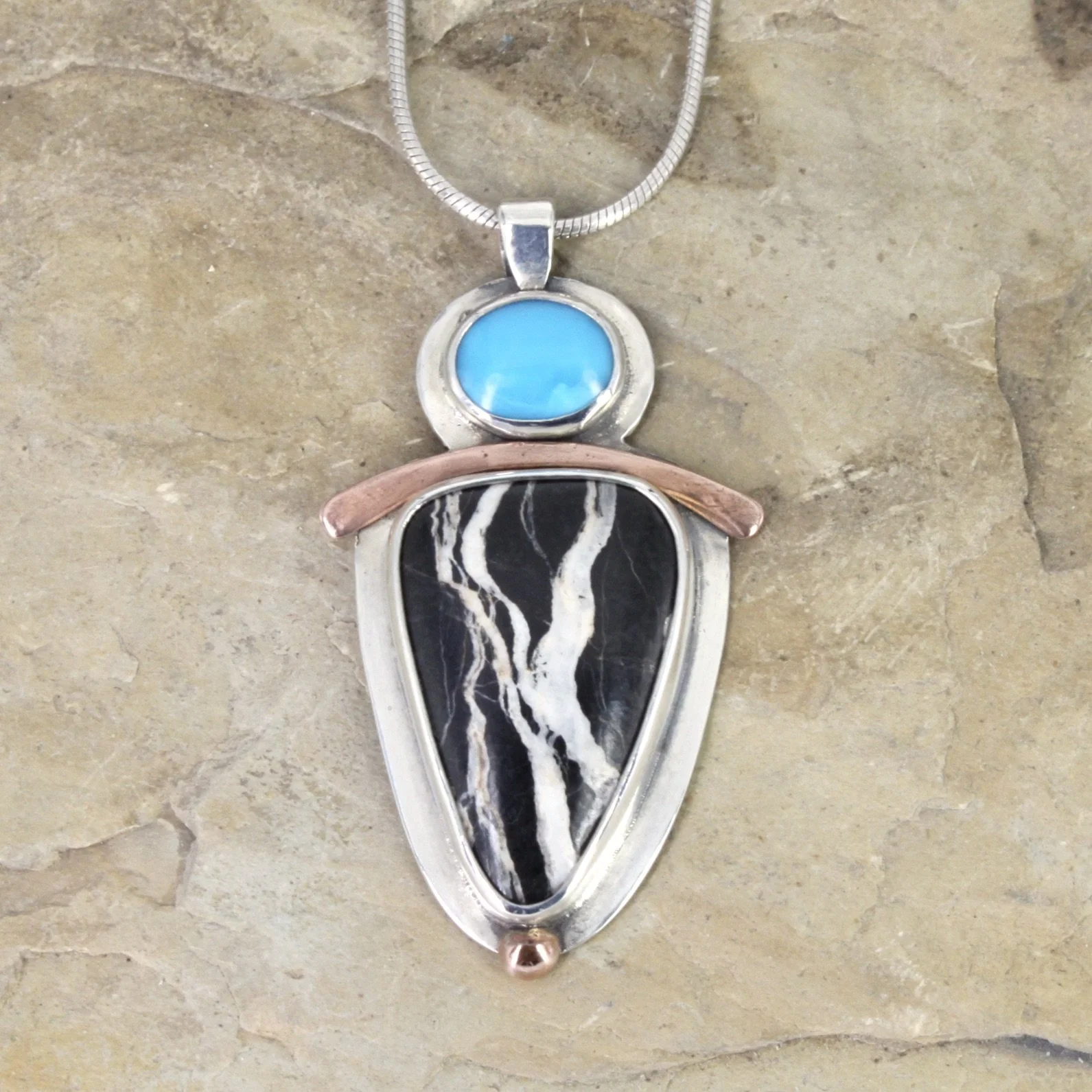 White Buffalo Variscite and Kingman Turquoise Necklacce