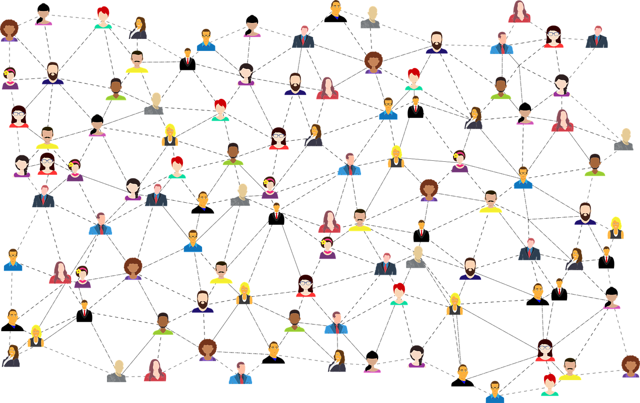 people connected on a web 