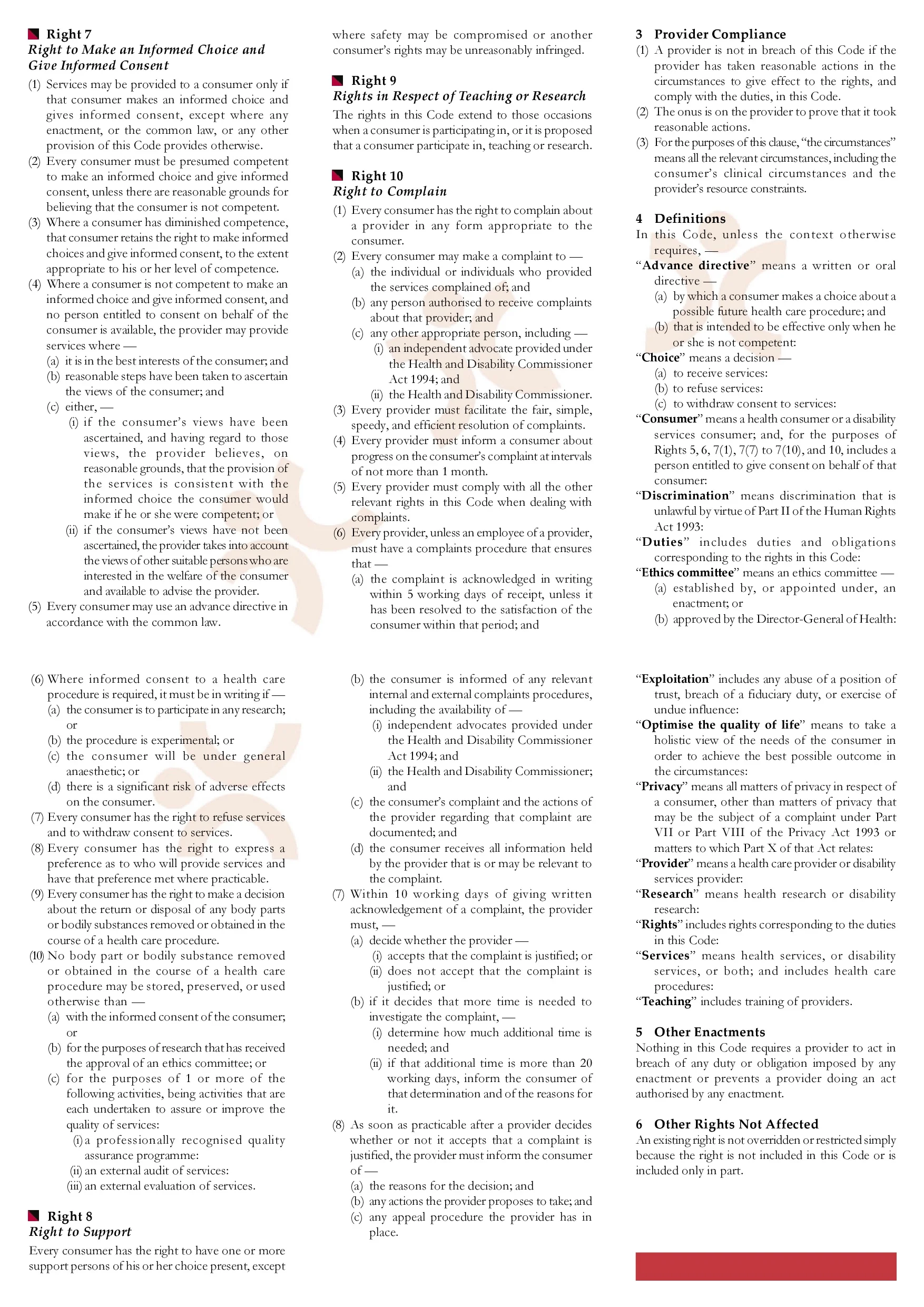 Code of Health and Disability Services — Awhina Whanau Services