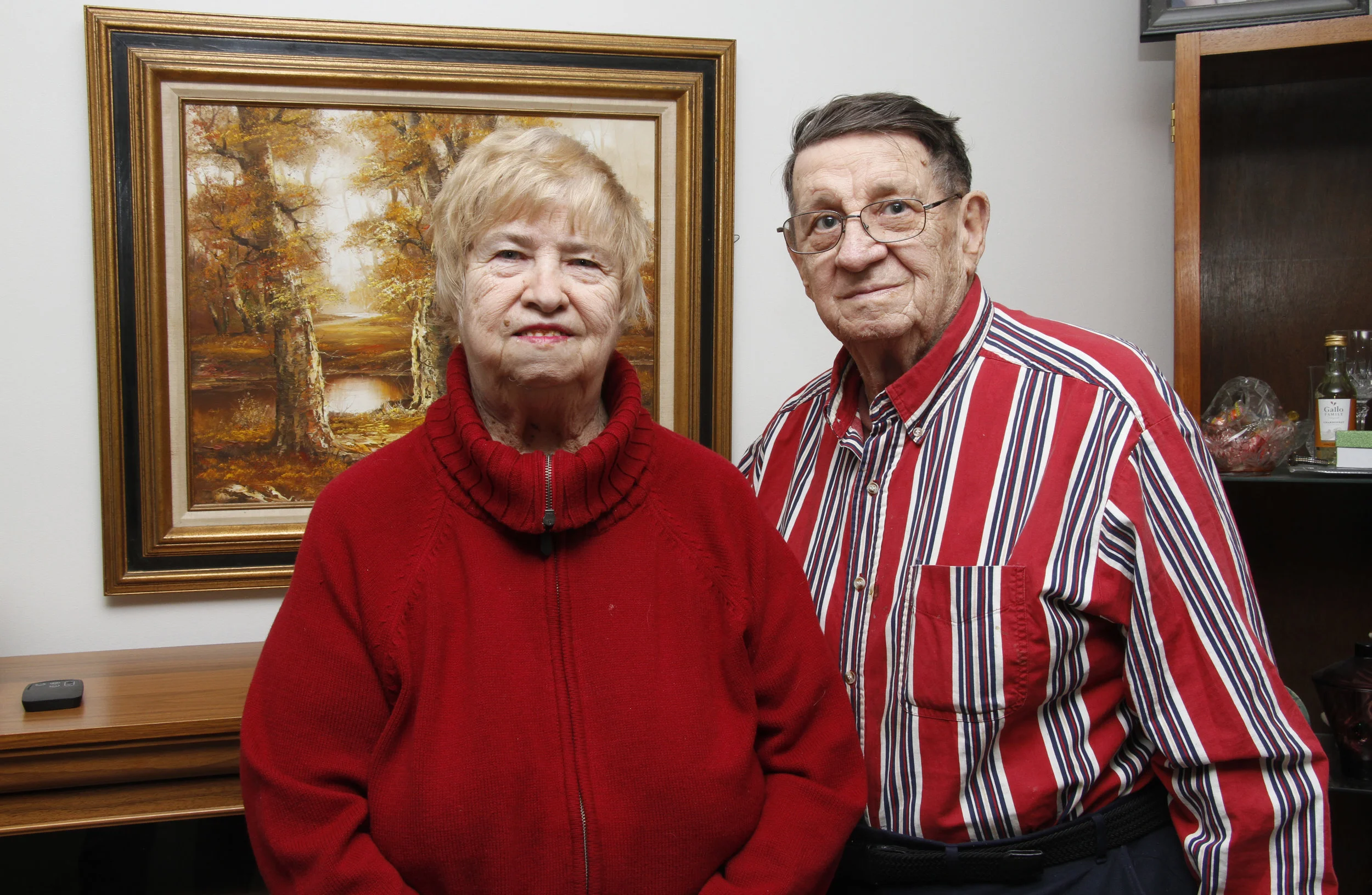 Nancy and Norbert Glowacki, of Calumet City, Illinois, are pictured in their home. The two met on Jan. 31, 1962 while polka dancing at Eddie's Crystal Tap in Burnham. On Feb. 14 that same year, Norbert asked Nancy to marry him. The two celebrate Jan 31. and Feb. 14 every year by going out to dinner at the Cavalier Inn in Hammond, Indiana or the Warsaw Inn in Lynwood, Illinois.