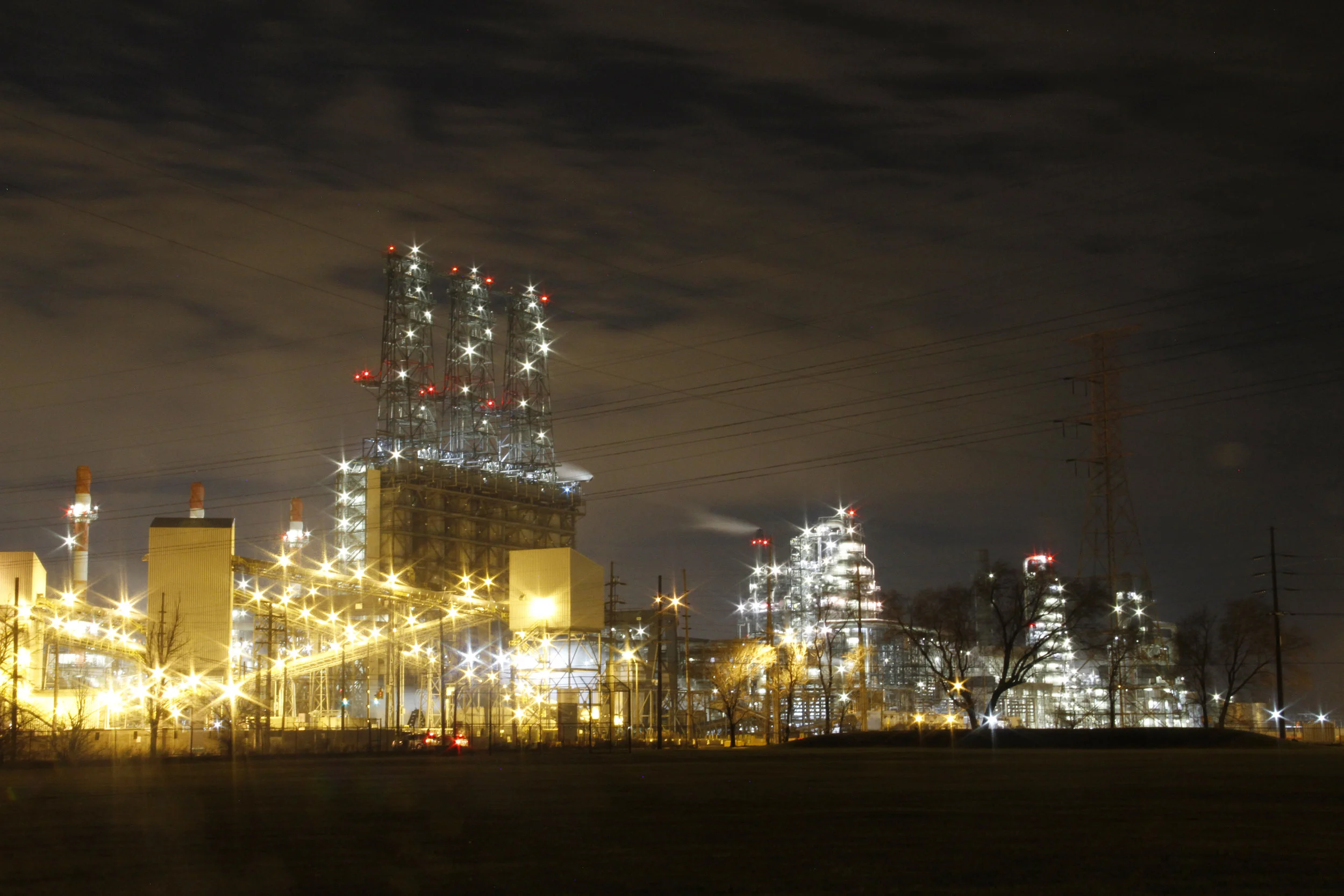 The British Petroleum oil refinery is seen from the Marktown Historical District in East Chicago, Indiana.