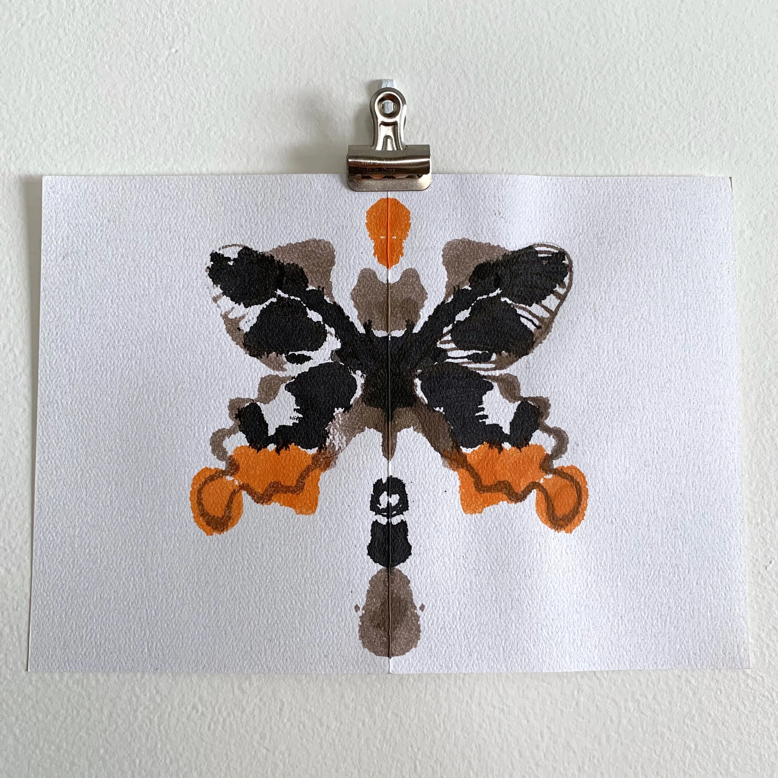 Inkblot Butterfly, Black, Brown and Orange - 10”W x 7”L
