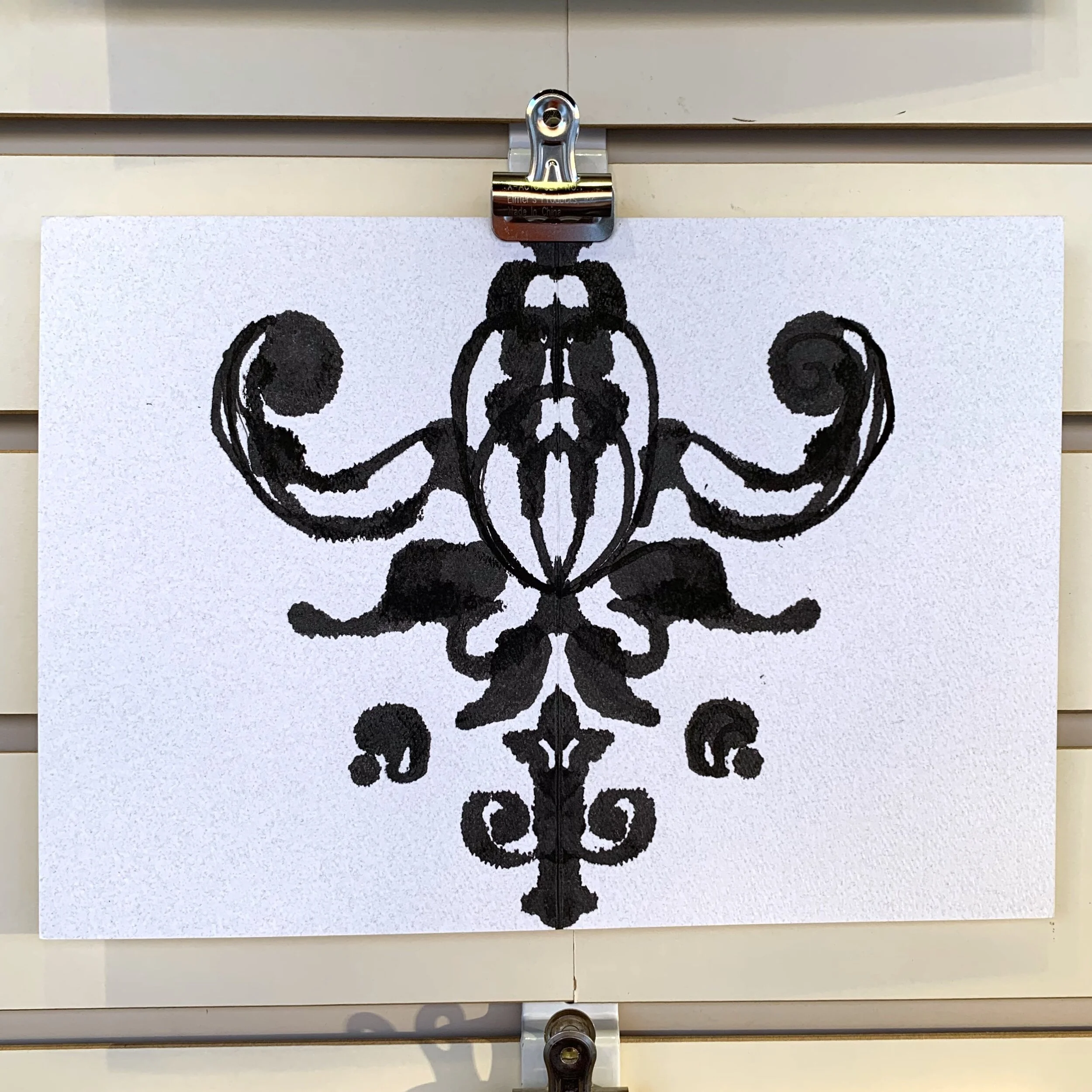 Inkblot Damask #1, Black - 10”W x 7”H