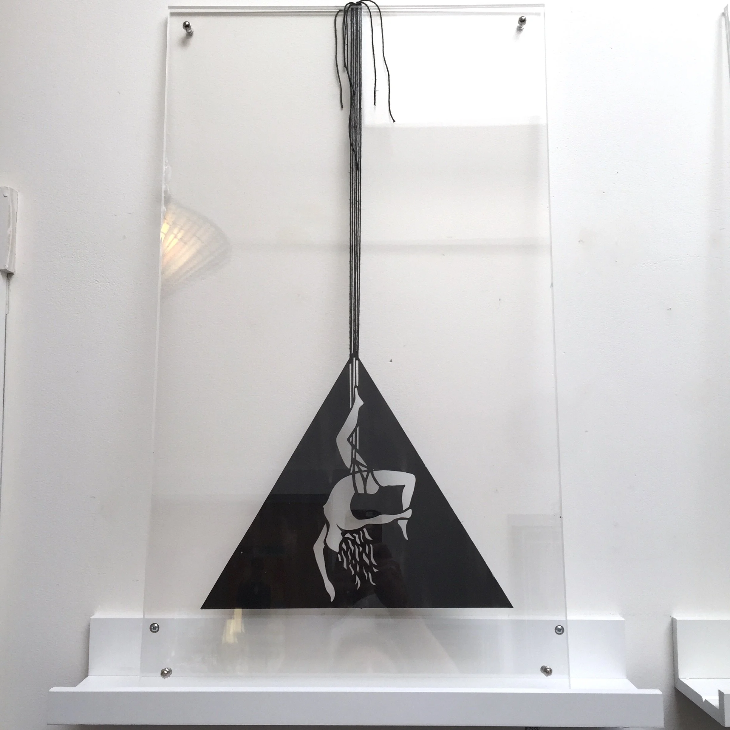 Triangle Papercut Rope Pose, Plexiglass Frame - 16”W x 28”L