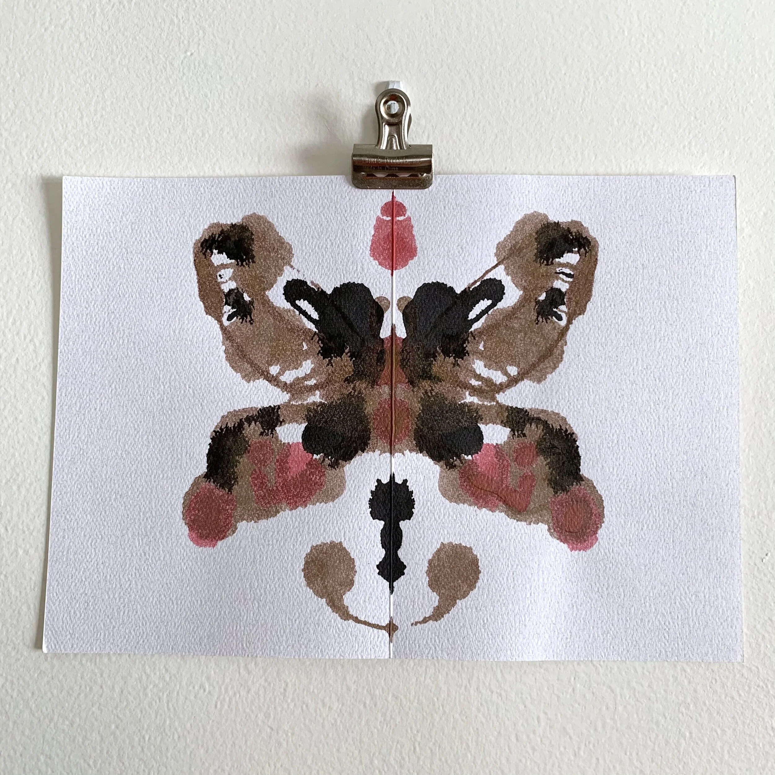 Inkblot Butterfly, Black, Brown &amp; Pink - 10”W x 7”L