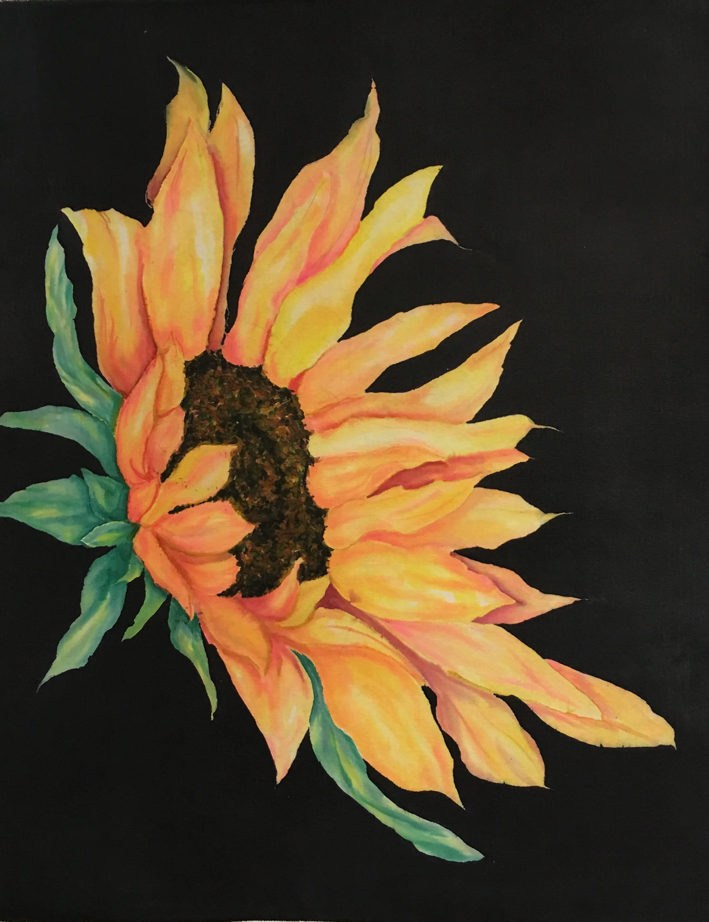 Hand Painted Silk Sunflower