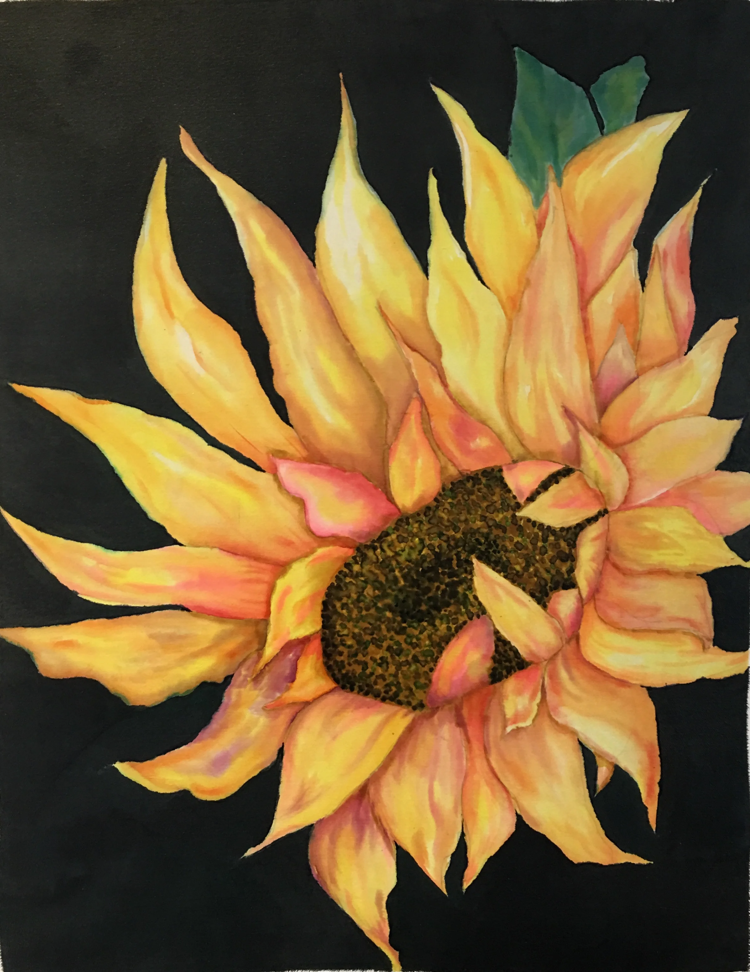 Hand painted Silk Sunflower II