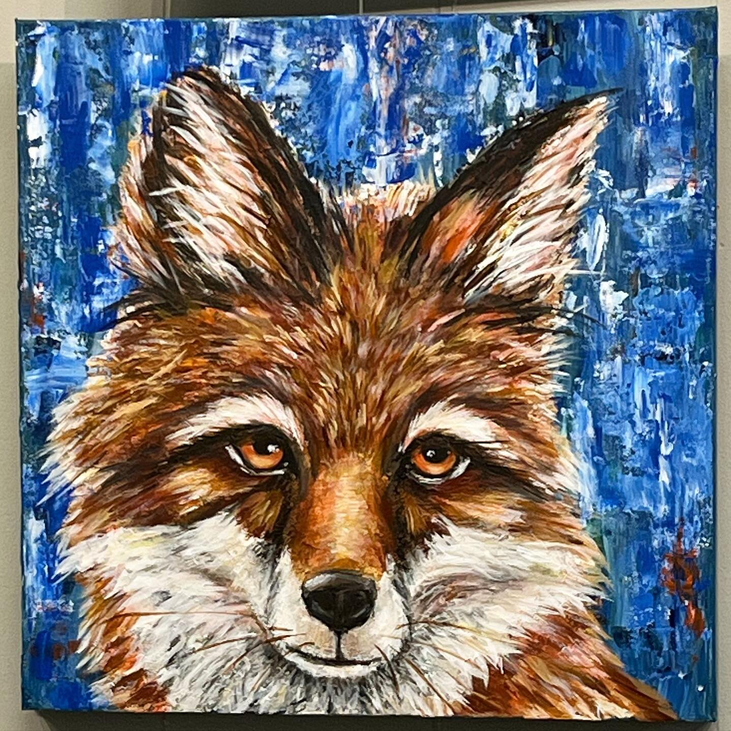 Freda the fox has seen things. 🦊 

20&rdquo; x 20&rdquo; acrylic pallet knife and brush is available at the @wildharegallery in Travelers Rest this week. 

She&rsquo;d love to meet you at the Artists Reception this Thursday 5:00 - 7:00. 

212 N Poin