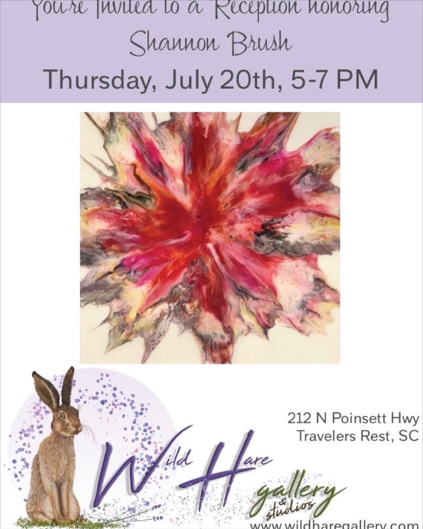 It&rsquo;s today! @wildharegallery , 212 N Poinsett Highway beside past Chicora Alley! 

There will be door prizes!!!