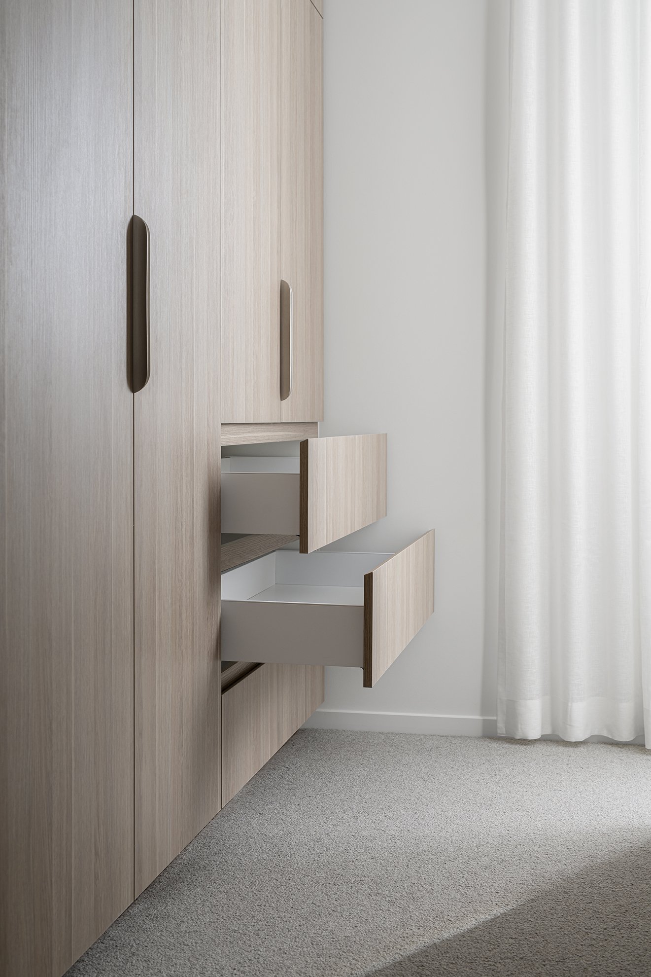 Two drawers in wooden closet in retreat house design bundle for home remodel