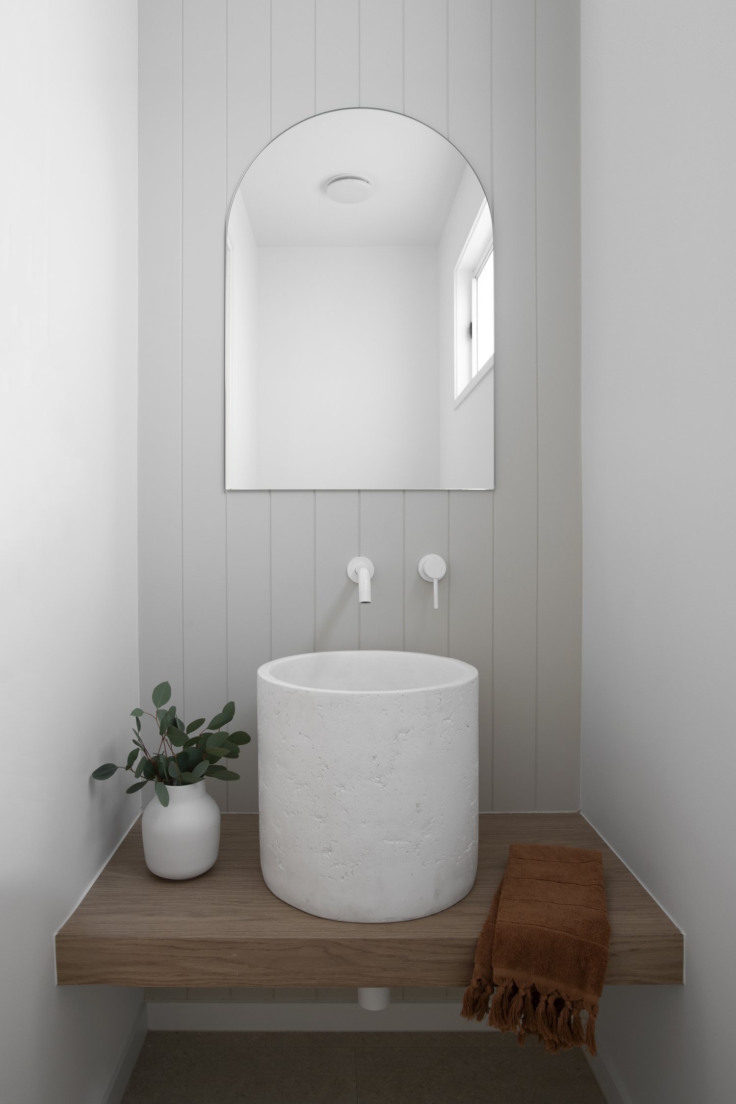 Big bathroom vanity mirror with round white sink basin in coral house home design bundle for home remodel