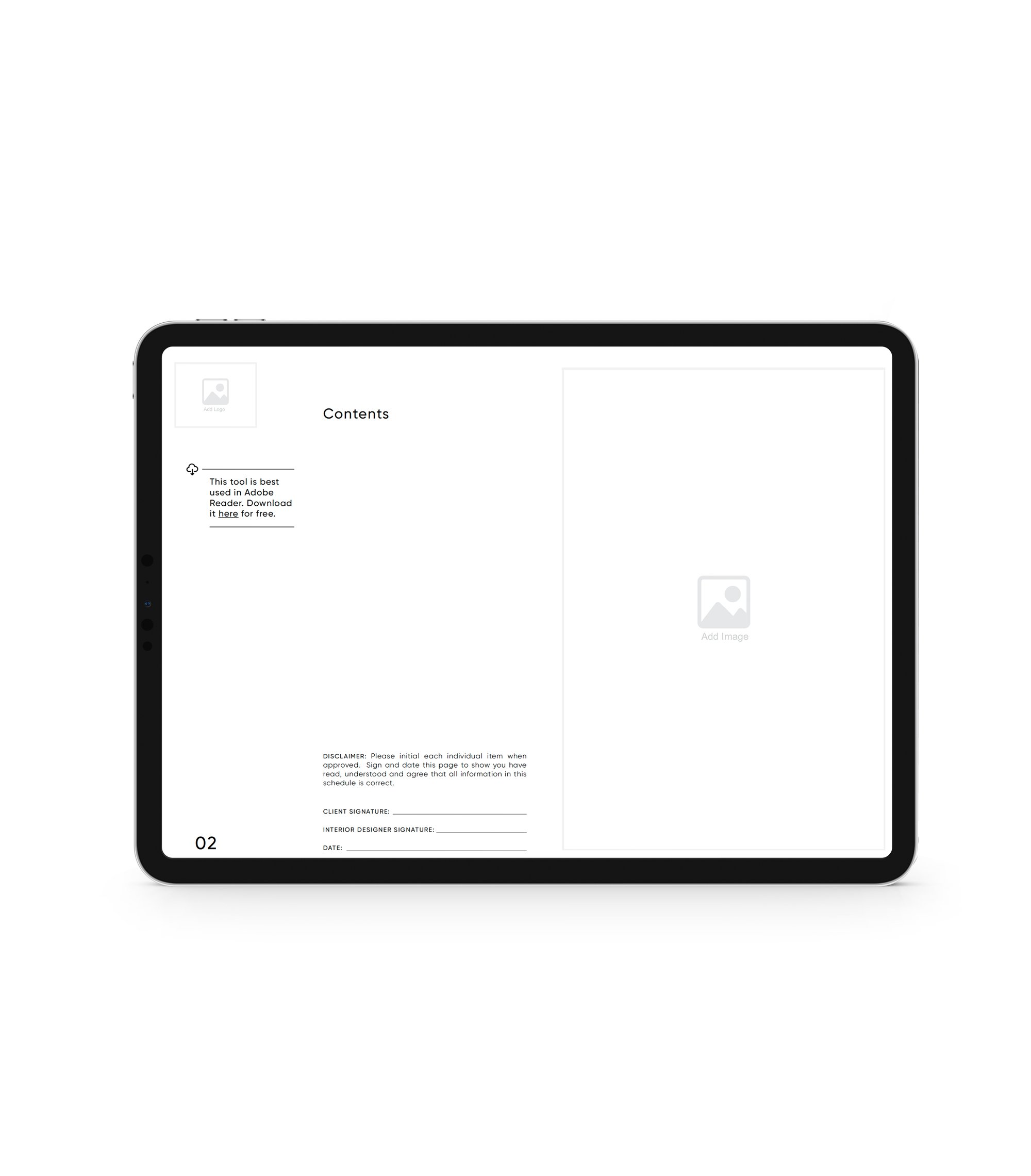 Finishes Schedule Template for builders, interior designers, architects and remodel contractors