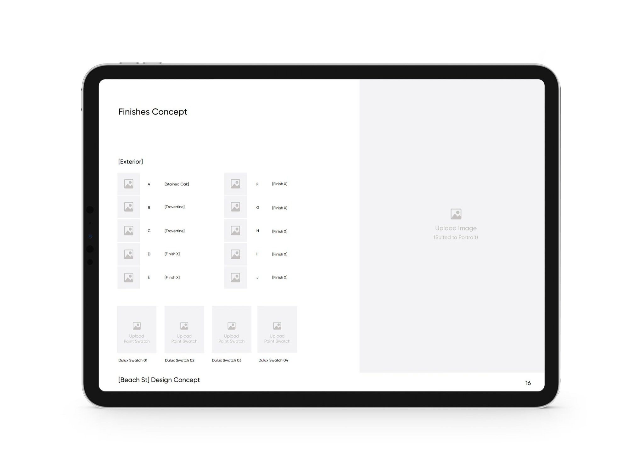 Client presentation template for interior designers, remodel contractors and builders.