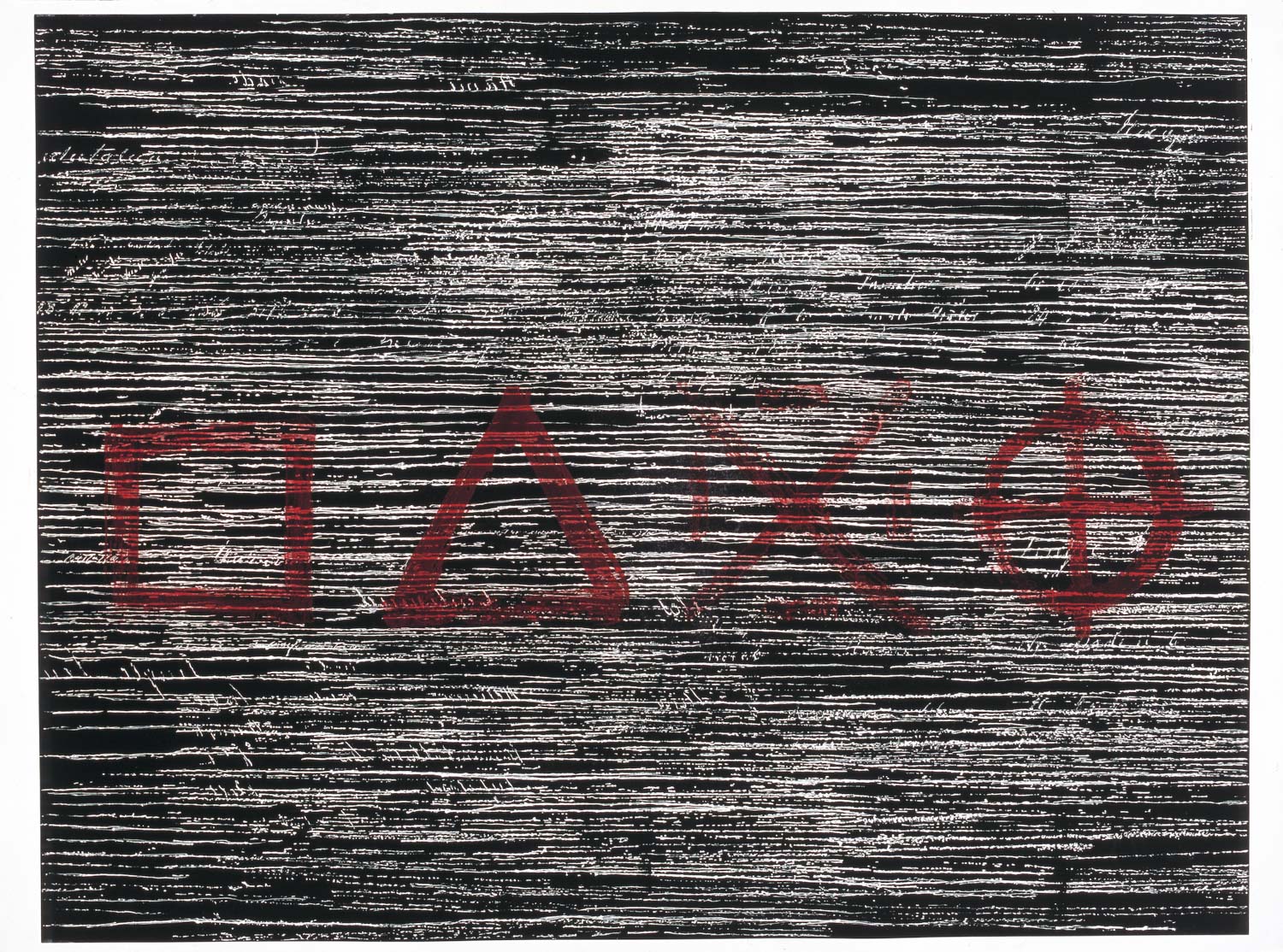 des formes pour l'ecrire. Drypoint relief print and sugar lift etching, 78,5 x 106 cm