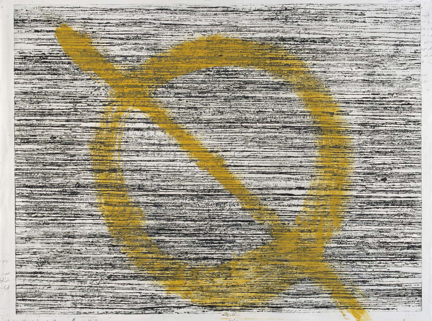 Quarantaine. drypoint relief print, screenprints, 78,5 x 106 cm