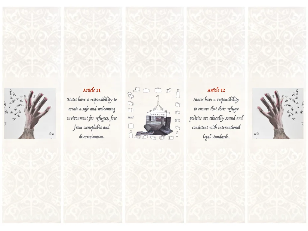  photo still from a 13 mn video projected on 5 watermark hand made paper panels, 250 x 350 cm 