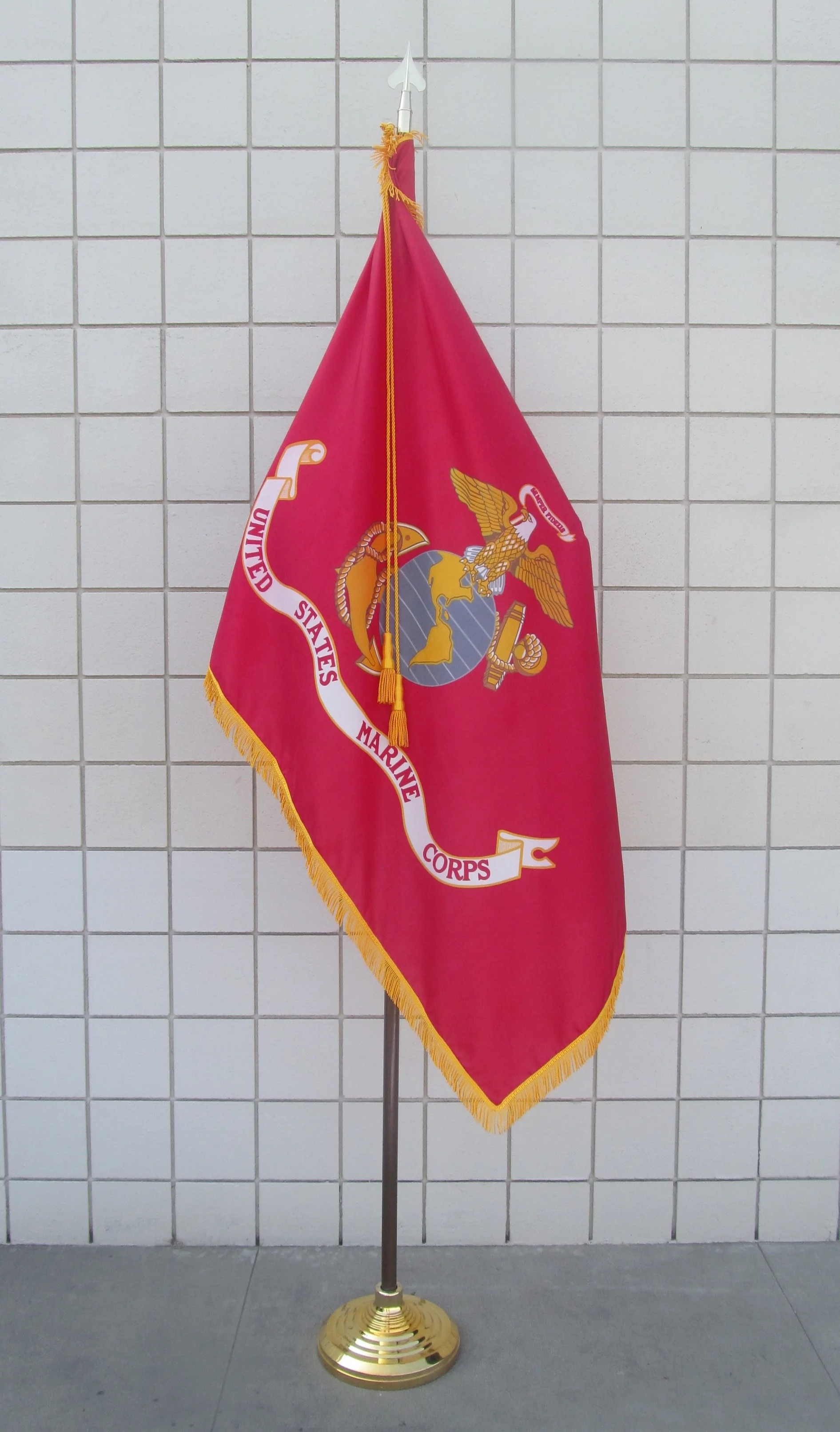 Copy of Marines 3 x 5ft Nylon Fringed Flag Set With 8ft Oak Wood Pole