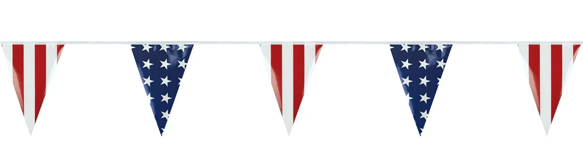 Stars and Stripes Pennant String Flags