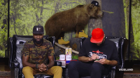 Desus and Mero mime writing things down.