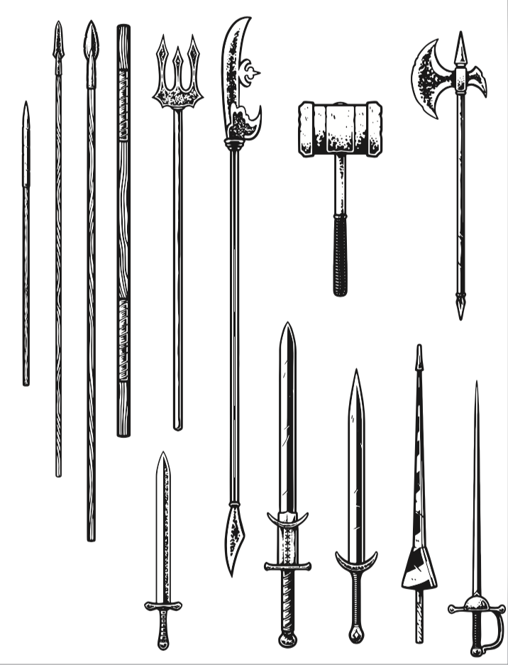 Medieval Weapons Drawings